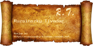 Ruzsinszky Tivadar névjegykártya